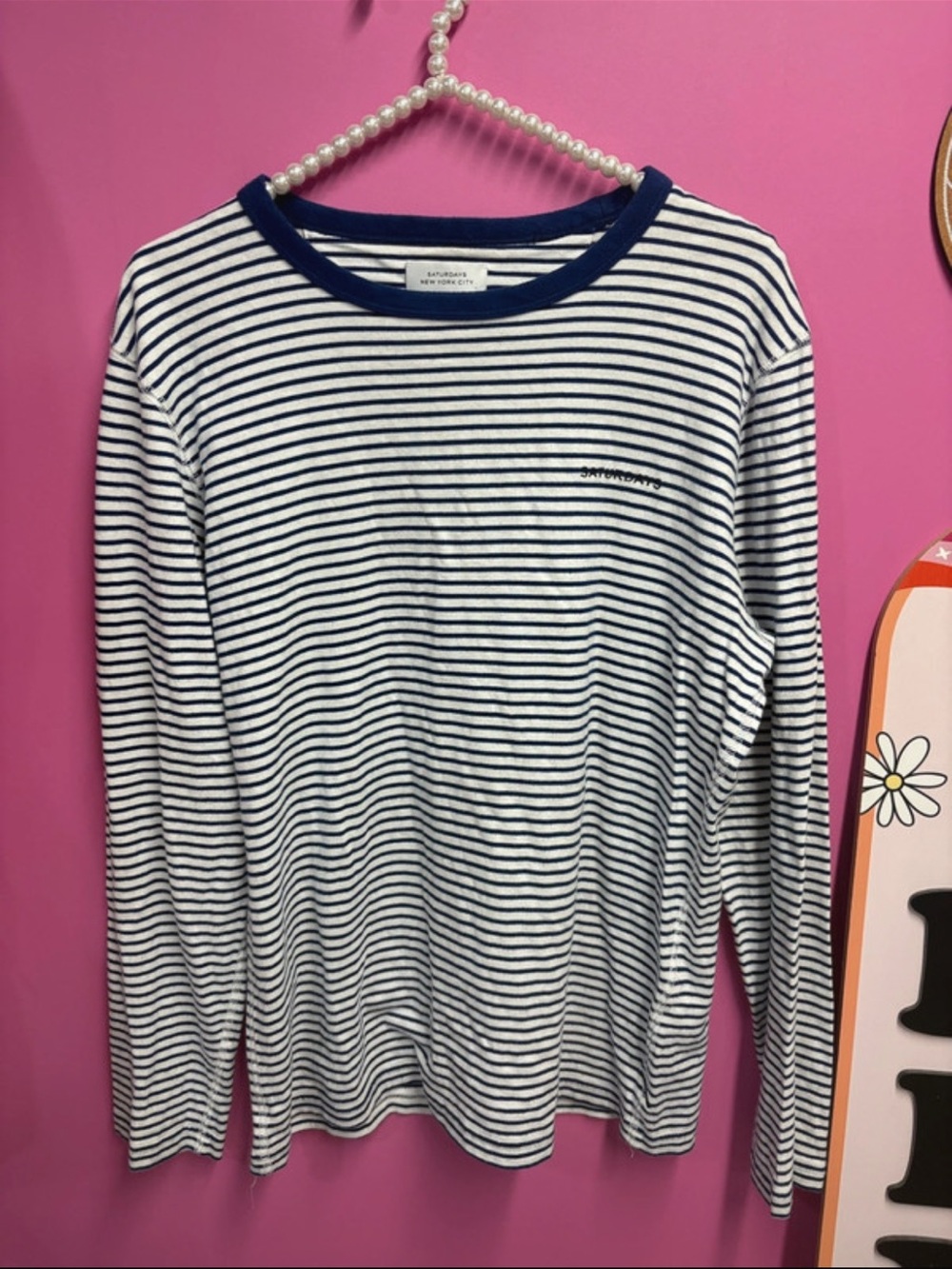 Saturdays nyc blue striped long sleeve